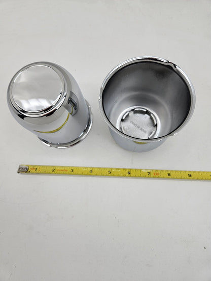 2- Chrome Metal Trailer Wheel Center Hub Cap Covers / 3.18 Bore / Chrome End Cap
