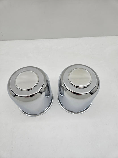 2- Chrome Metal Trailer Wheel Center Hub Cap Covers / 4.25 Bore / Chrome Cap