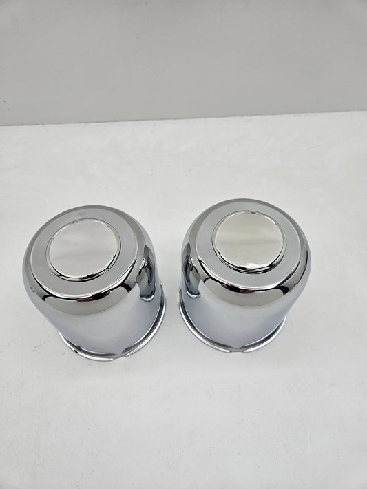 2- Chrome Metal Trailer Wheel Center Hub Cap Covers / 4.25 Bore / Chrome Cap
