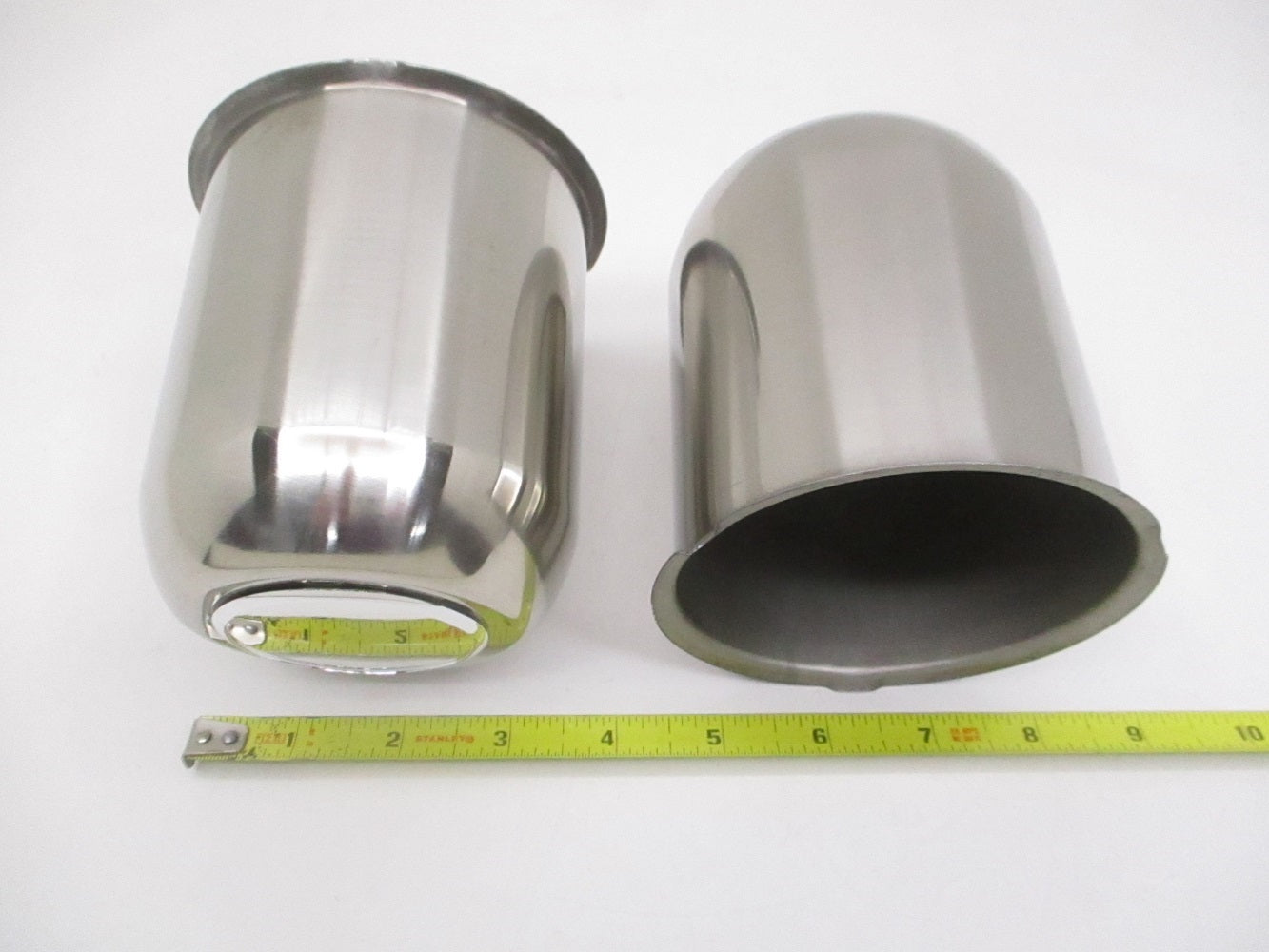 2- Stainless Metal Trailer Wheel Center Hub Cap Covers  3.75 Bore Chrome End Cap