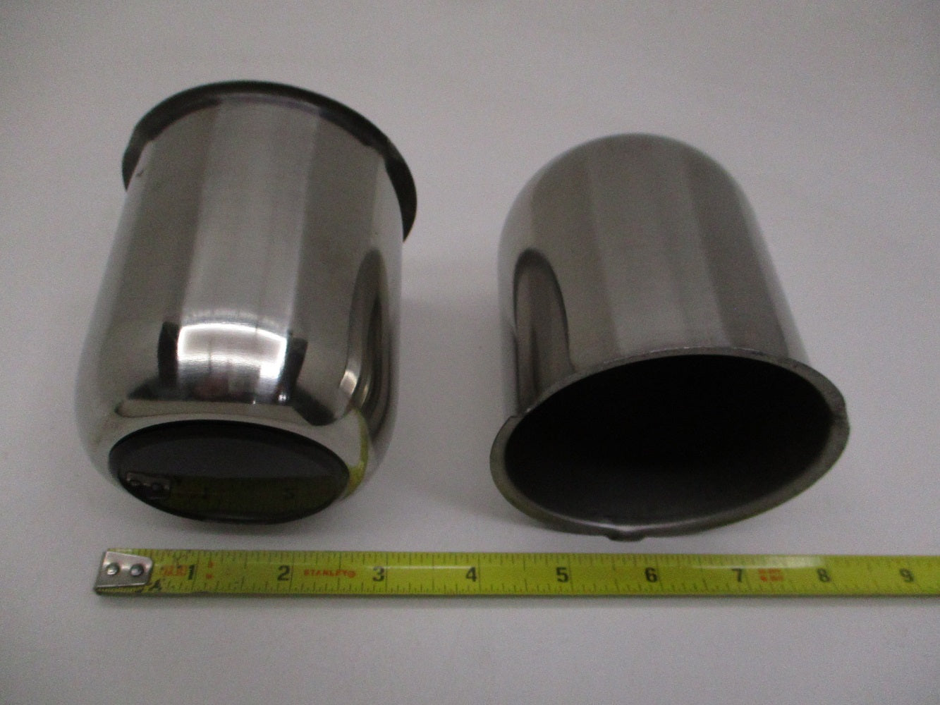 2- Stainless Metal Trailer Wheel Center Hub Cap Covers / 3.18 Bore Black End Cap