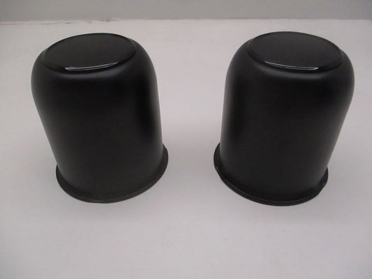 2- Black Metal Trailer Wheel Center Hub Cap Covers / 3.18 Bore / Plastic End Cap