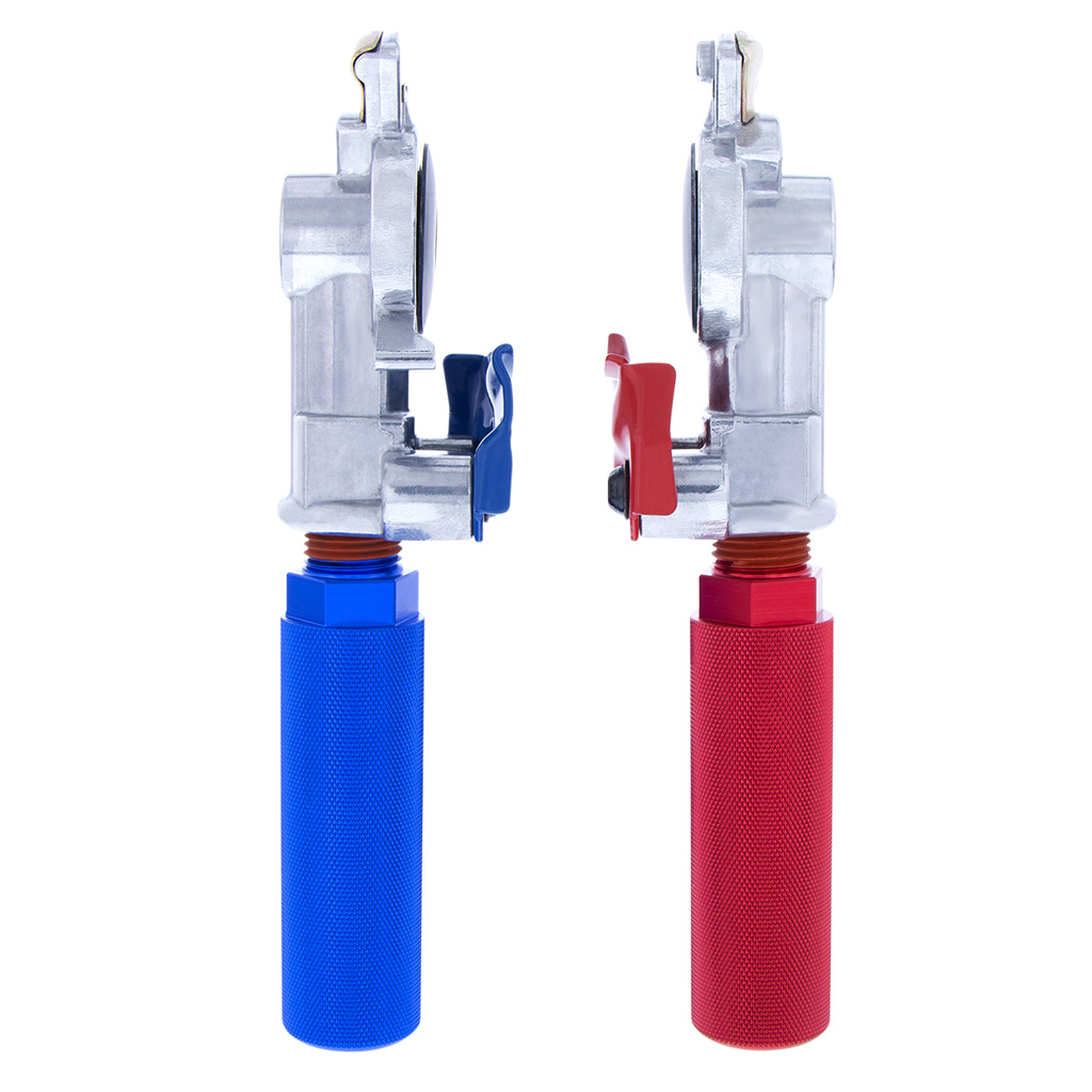 One Pair of Heavy-Duty Red Blue Gladhands with Grips Truck Trailer Semi