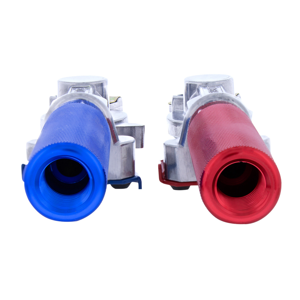One Pair of Heavy-Duty Red Blue Gladhands with Grips Truck Trailer Semi