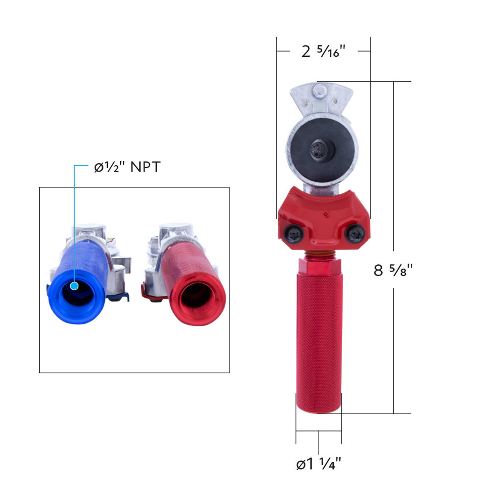 One Pair of Heavy-Duty Red Blue Gladhands with Grips Truck Trailer Semi