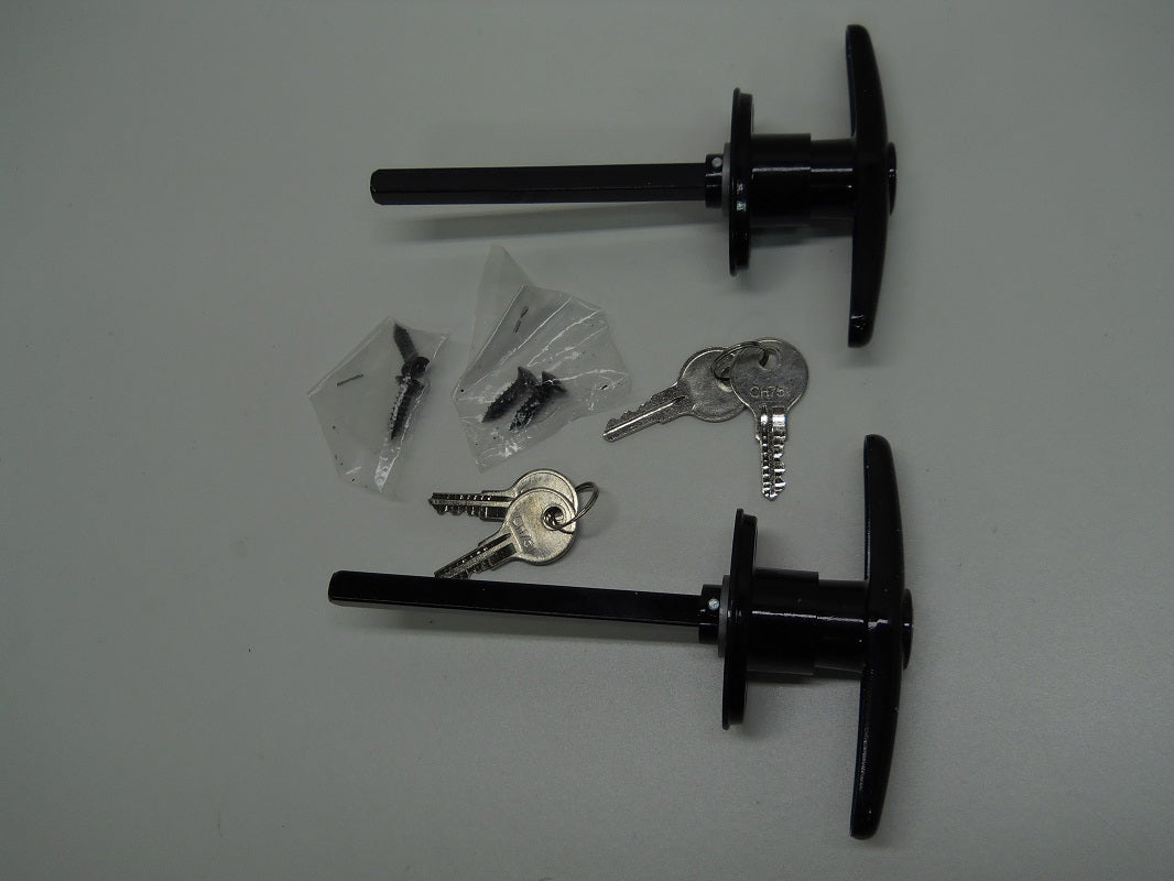 Truck Cap Cover Shell Topper Window T-Handle Lock Kits / Black / Twin Pack