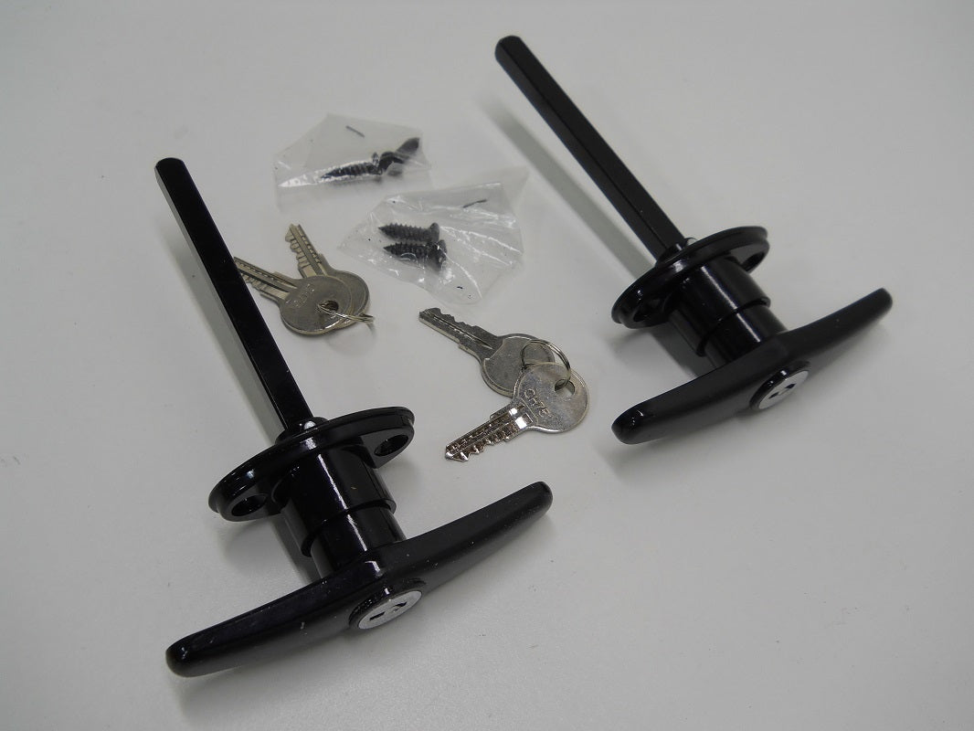 Truck Cap Cover Shell Topper Window T-Handle Lock Kits / Black / Twin Pack