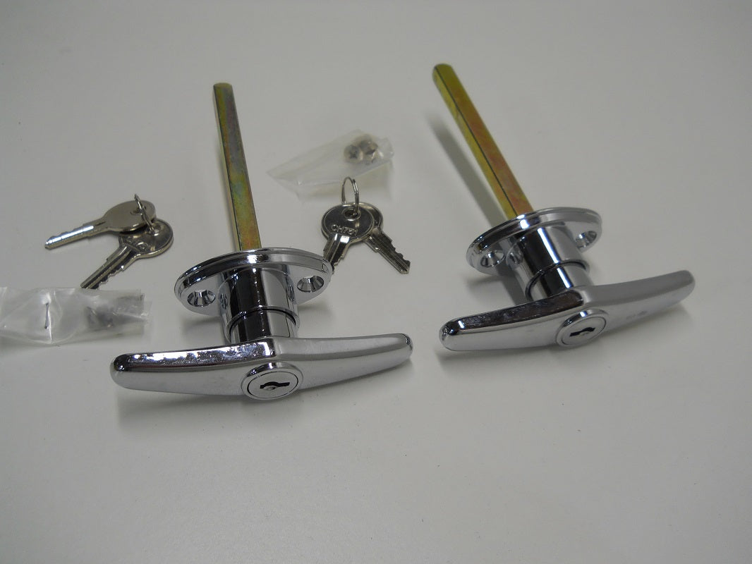 Truck Cap Cover Shell Topper Window T-Handle Lock Kits / Chrome / Twin Pack