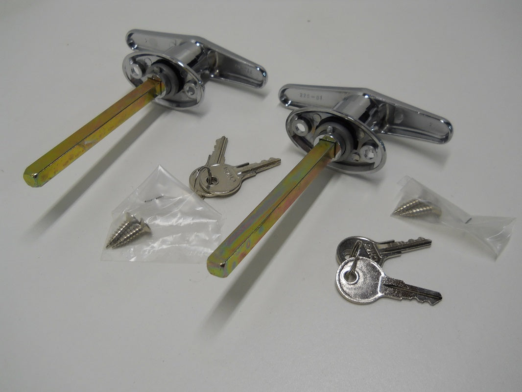 Truck Cap Cover Shell Topper Window T-Handle Lock Kits / Chrome / Twin Pack