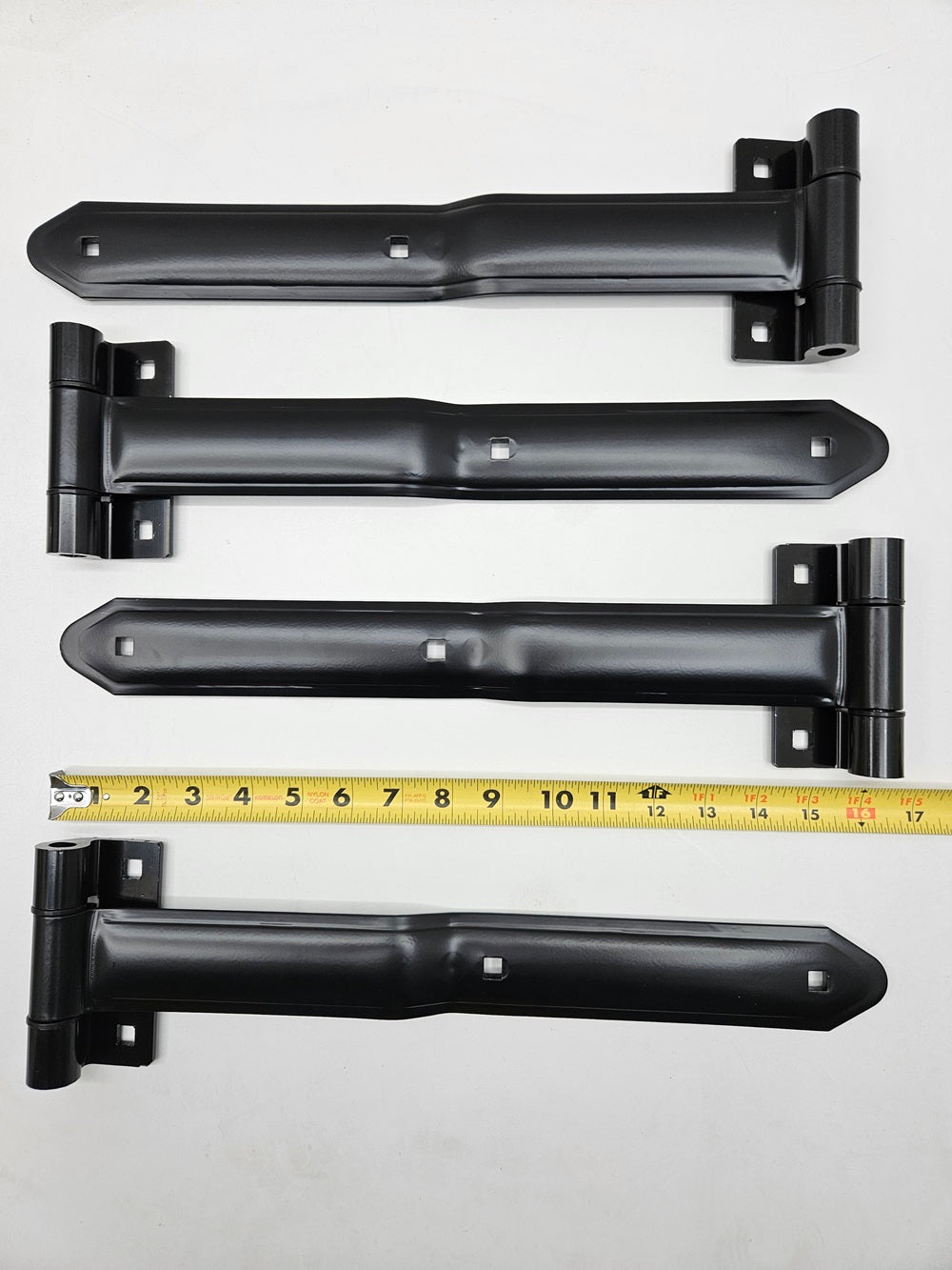 Black Aluminum Cargo Trailer RV Door 16" Strap Hinges / 4 Pack / Offset Bent Hinges
