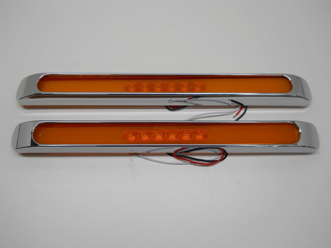 (2) " GLO BAR " Amber 28 LED 17" Trailer Truck Marker Turn Signal Lights /Chrome