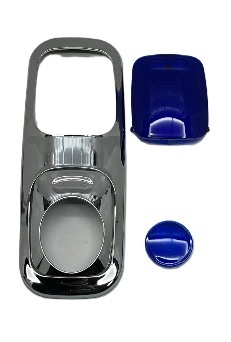 Peterbilt 2006+ Dome and Map Light Kit. W/Chrome Plastic Dome Cover - Blue