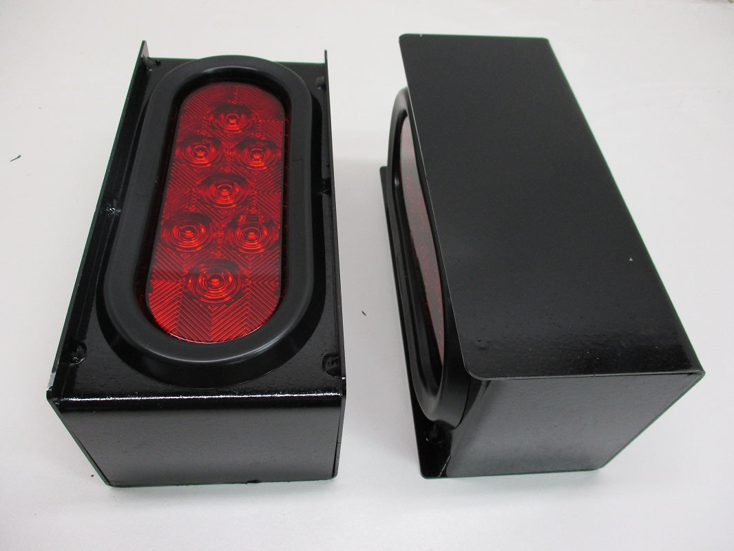 Black Steel Oval Mounting Boxes With 6 inch LED Oval Brake Stop Turn Tail Lights