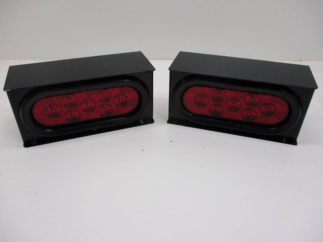 Black Steel Oval Mounting Boxes With 6 inch LED Oval Brake Stop Turn Tail Lights