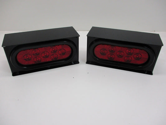 Black Steel Oval Mounting Boxes With 6 inch LED Oval Brake Stop Turn Tail Lights