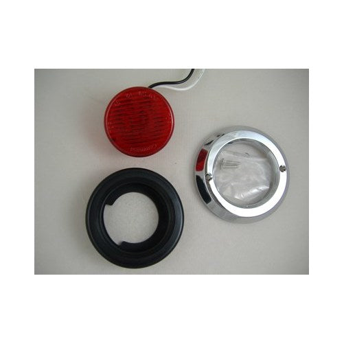 Red 2" Round 9 LED Truck Trailer Side Marker Clearance Light Kit / Chrome Bezel