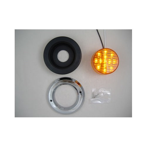 Amber 2.5" Round 13 LED Truck Trailer Marker Clearance Light Kit / Chrome Bezel