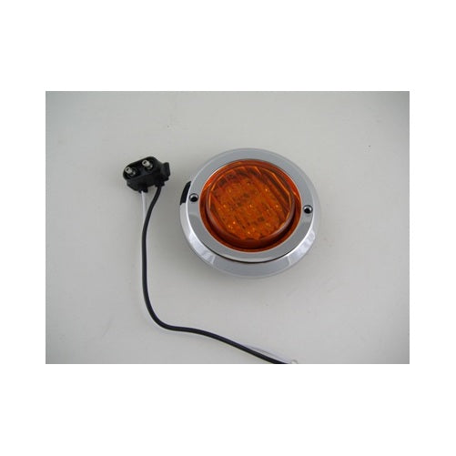 Amber 2" Round 9 LED Truck Trailer Marker Clearance Light Kit / Chrome Bezel