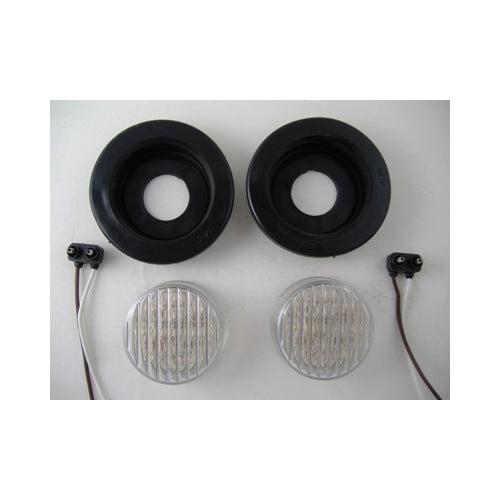 (2) White 2.5" Round 13 LED Custom Mini Reverse Backup Lights / Grommets / Wires