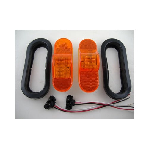 Amber 18 LED 6" Oval Truck Semi Trailer Mid Turn Signal Marker Light Kits