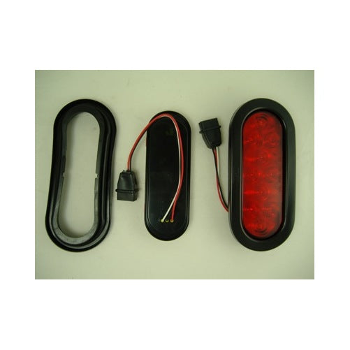 (2) Red 10 LED 6" Oval Trailer Truck Stop Turn Brake Taillights / Grommets