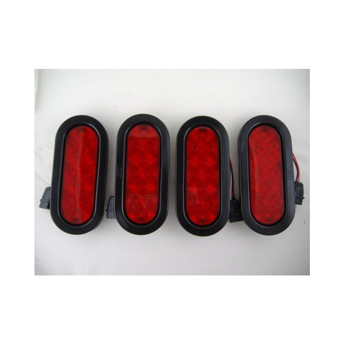 (4) Red 10 LED 6" Oval Truck Trailer  Stop Turn Brake Tail Lights