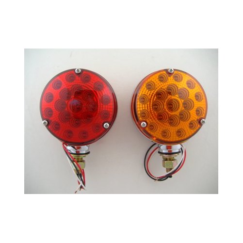 (2) 42 LED Red Amber Side Marker Turn Signal Semi Fender Lights