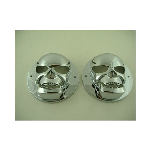 (2) Round Chrome Bezels / Covers 4" Grommet Mounted LED Stop Turn Tail Lights