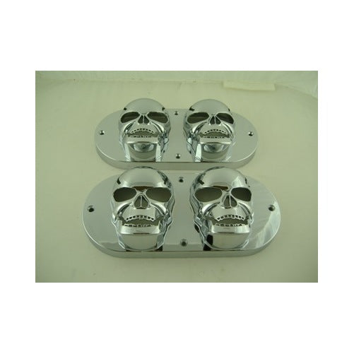 (2) Oval Chrome Bezels / Covers 6" Grommet Mounted LED Stop Turn Tail Lights