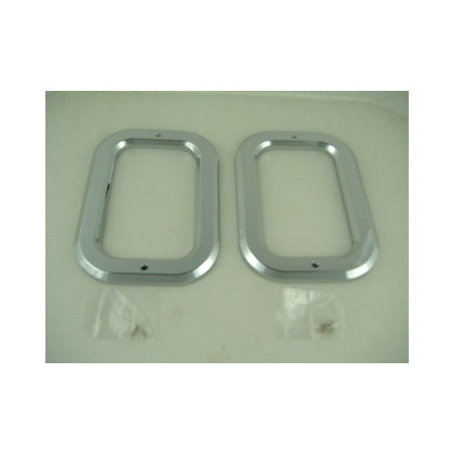 (2) Rectangle Chrome Bezels / Fits Trailer Truck LED Stop Turn Tail Lights