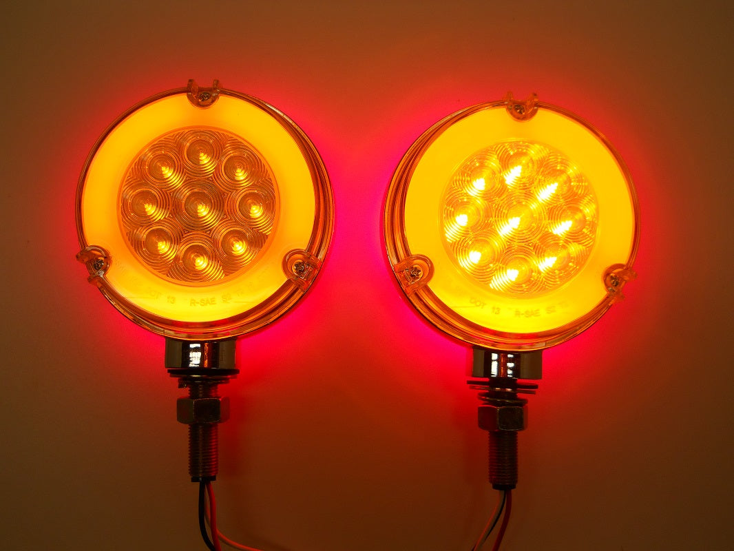 (2) 54 LED Clear Red Amber Halo Glow Marker Turn Signal Semi Truck Fender Lights