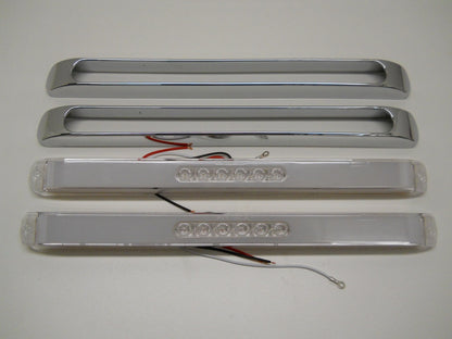 (2) " GLO BAR " Clear Amber 28 LED 17" Trailer Marker Turn Signal Lights /Chrome