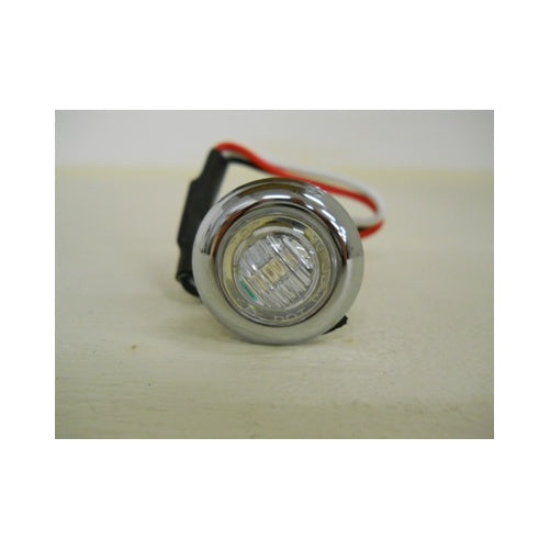 (2) Custom Mini 3/4" Round Red 3 LED Stop Turn Tail Lights /Clear Lens / Grommet