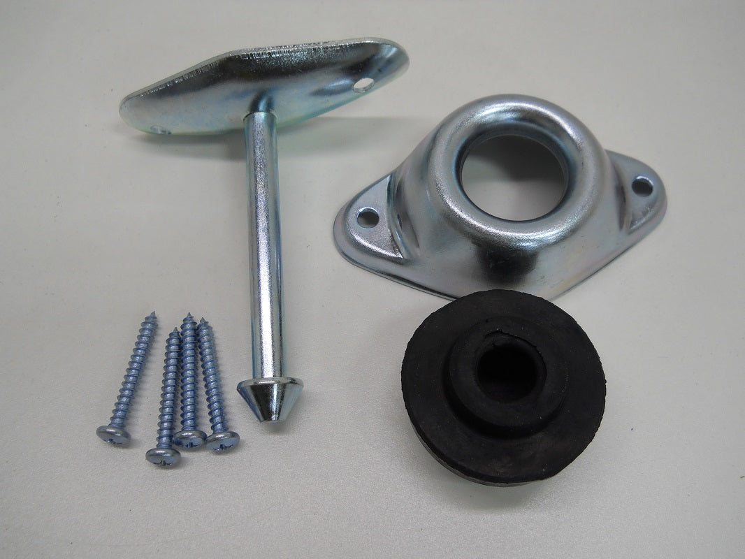 RV Camper Trailer Door Stop Holder Latch / Metal Plunger Kit / 3" Straight Rod