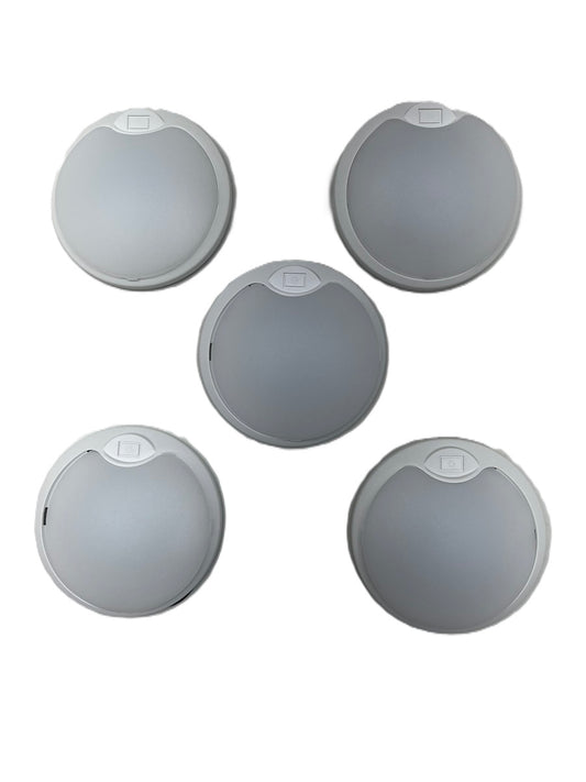 (5) White LED White Base 4.5 inch Round Camper RV Trailer Dome Lights NO SWITCH