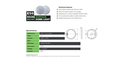 (10) White 12 LED 4.5-inch Round Camper RV Trailer Utility Dome Lights / Switch