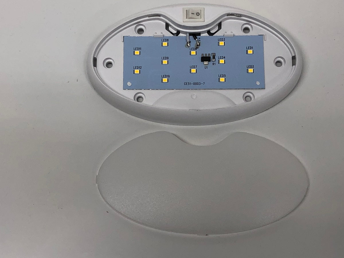 (5) 6" Oval Surface Mount 12 LED Interior Dome Light without On/Off Switch