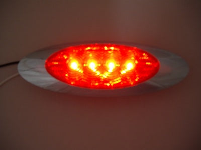 Red LED RV Truck Trailer Side Marker Clearance Lights / Chrome Bezel
