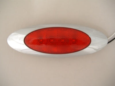 Red LED RV Truck Trailer Side Marker Clearance Lights / Chrome Bezel