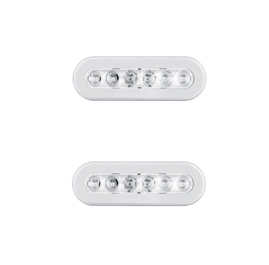 " Halo " Clear Red 22 LED 6" Oval Trailer Truck Stop Turn Brake Tail Light Kits