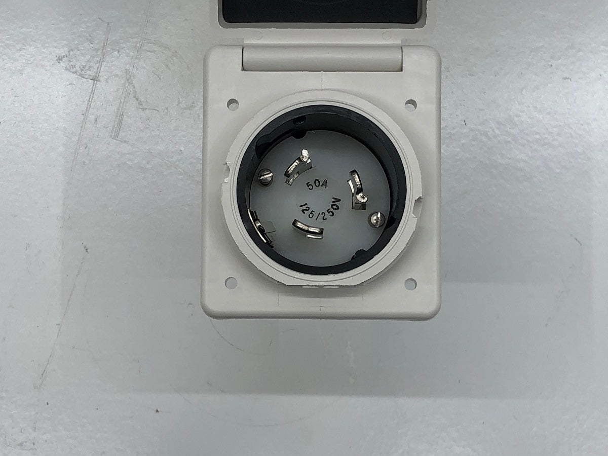 50 Amp 125V/250V White Inlet with Stainless Steel Trim