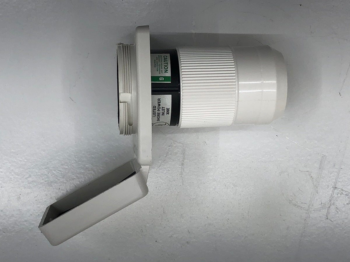 50 Amp 125V/250V White Inlet with Stainless Steel Trim