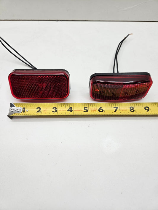 (2) 4" Red Incandescent Side Marker Clearance Lights Trailer Camper RV Lights