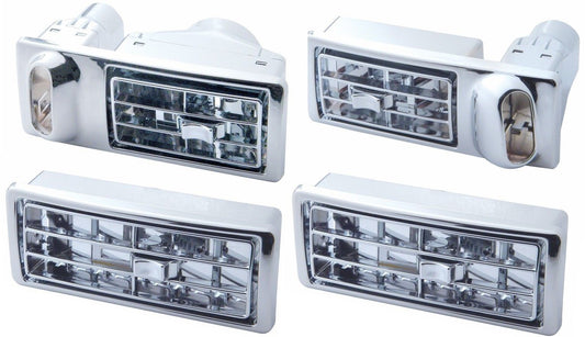 Chrome AC Dash Vent Complete Kit Compatible with Kenworth 02-05 W900/T600/T800
