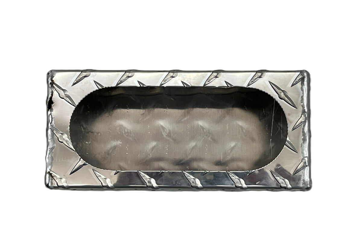 Single 6" Oval Aluminum Treadplate Mounting Box W/Side Marker Hole Cutout