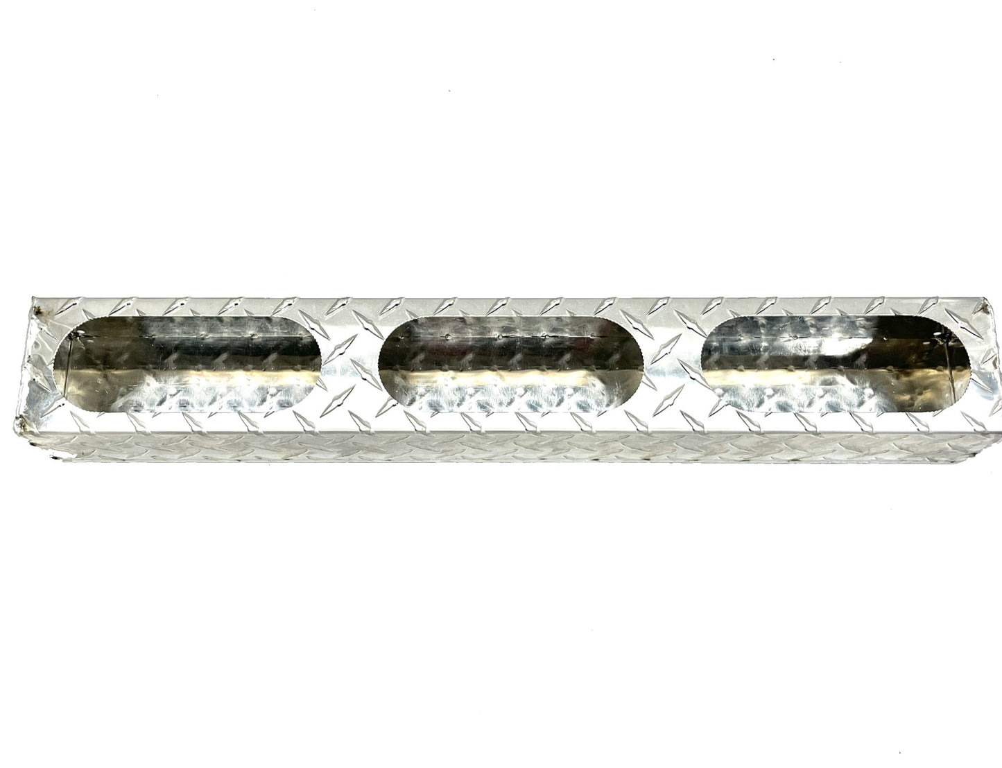 (1) Triple Hole 6" Oval Aluminum Treadplate Mounting Box Grommet Mount Lights