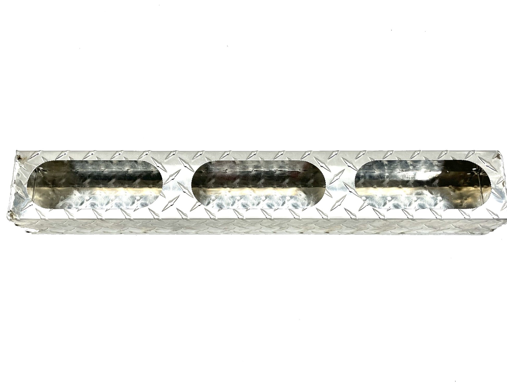 (1) Triple Hole 6" Oval Aluminum Treadplate Mounting Box Grommet Mount Lights