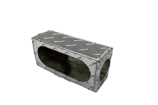 Single 6" Oval Aluminum Treadplate Mounting Box W/Side Marker Hole Cutout