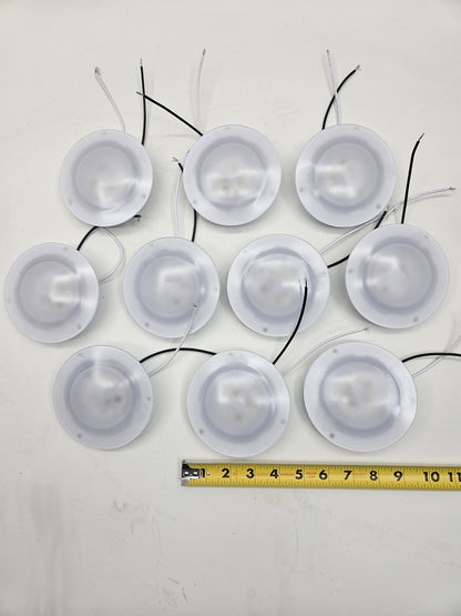(10) White LED 001-58L Round 4.25" Camper RV Trailer Dome Lights  Recessed Base