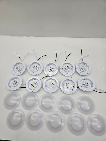 (10) White LED 001-58L Round 4.25" Camper RV Trailer Dome Lights  Recessed Base